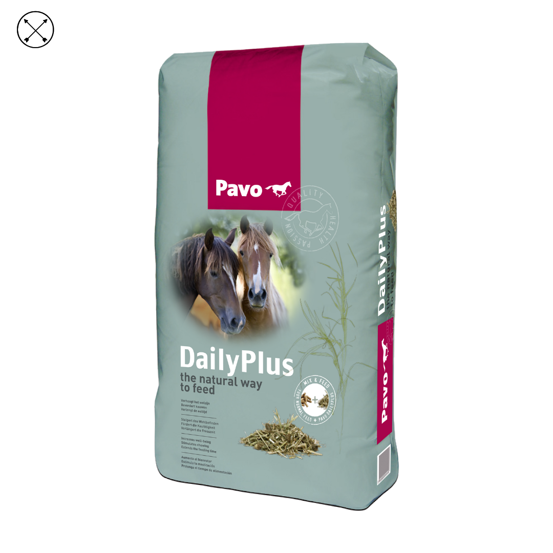 Pavo DailyPlus – forraje complementario rico en fibra para caballos estabulados o con dieta concentrada