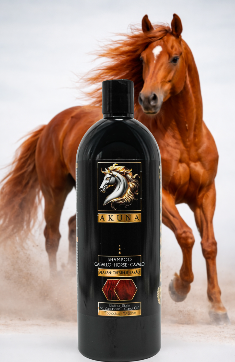 Shampoing pour chevaux Bais et Rouans 1L