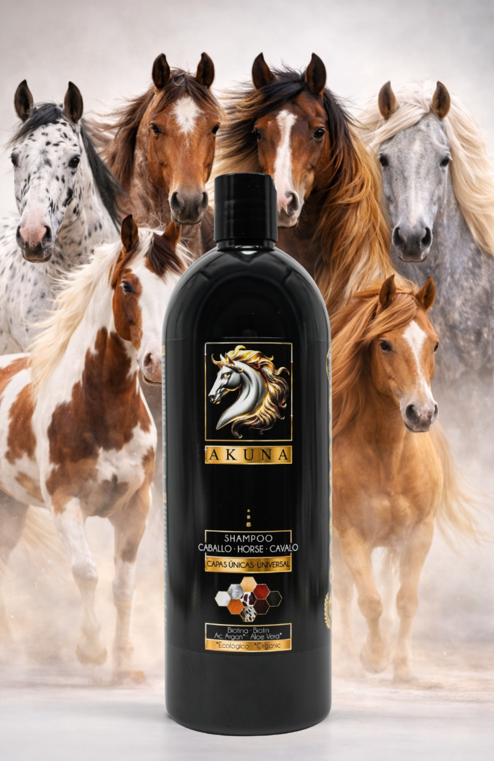Shampooing pour chevaux Appaloosa, Pinto et Pie 1L