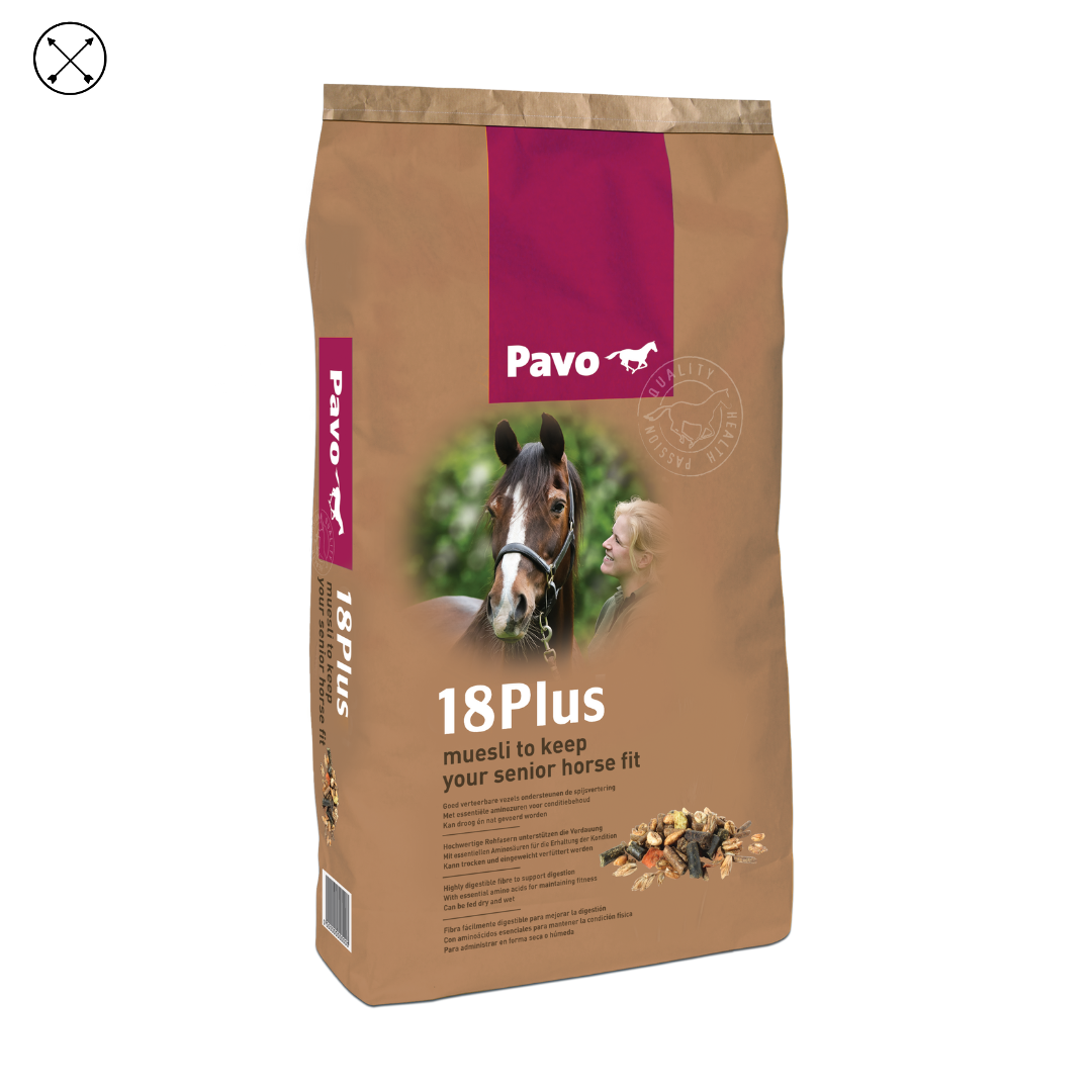 Pavo 18Plus – pienso para caballos mayores con alta digestibilidad y soporte para el sistema inmunitario