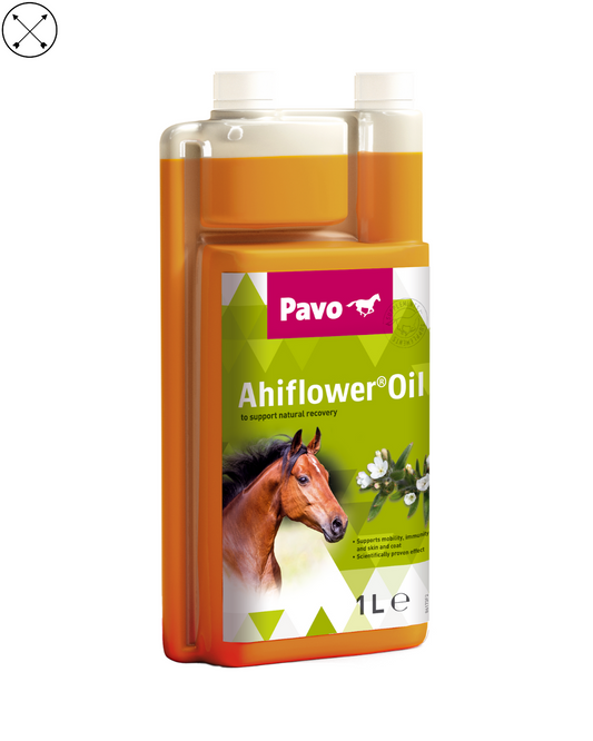 Pavo Ahiflower Oil – aceite rico en omega 3-6-9 para caballos con piel sensible y articulaciones inflamadas