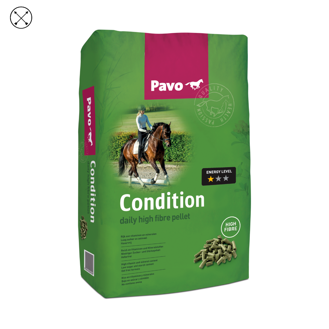 Pavo Condition – pienso completo sin avena para caballos de ocio o deporte ligero, ideal para mantener condición física estable