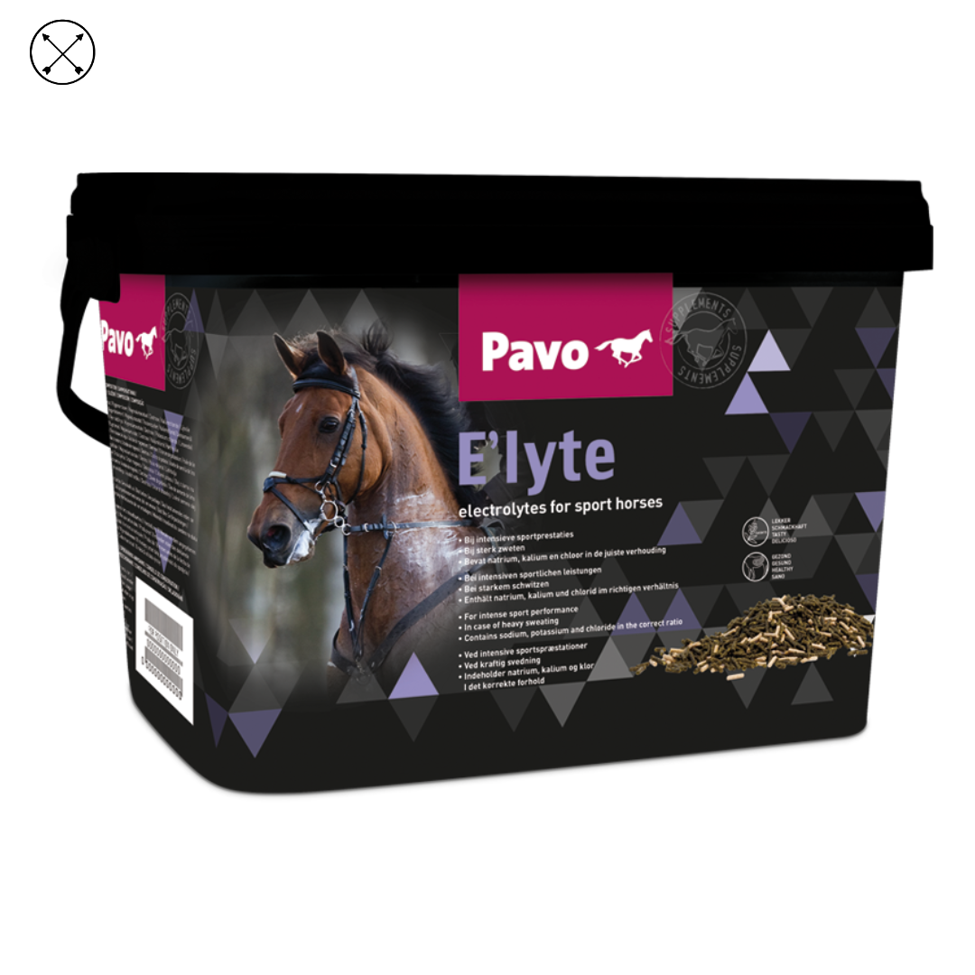 Pavo E'lyte – suplemento de electrolitos para caballos que sudan o entrenan intensamente