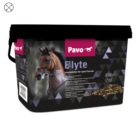 Pavo E'lyte – suplemento de electrolitos para caballos que sudan o entrenan intensamente