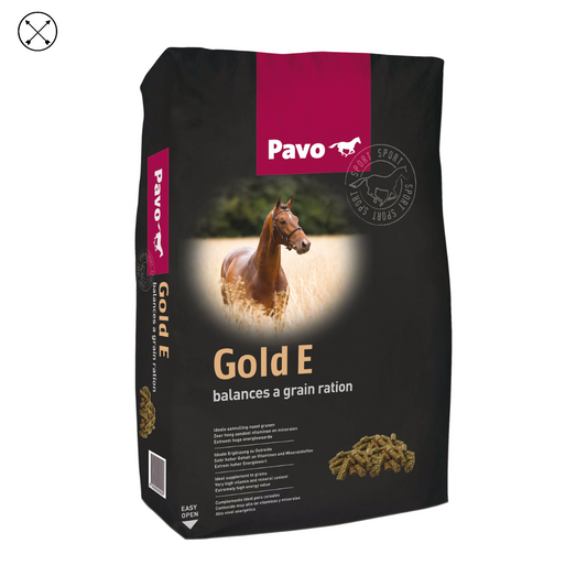 Pavo Gold E – suplemento para caballos con vitamina E, magnesio y selenio para musculatura y recuperación