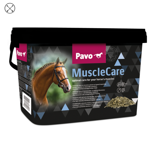 Pavo MuscleCare – suplemento para rigidez y salud muscular en caballos deportistas o con tying-up